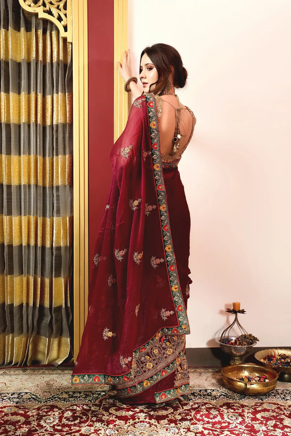 Enchanted Sparkle Shimmer Chiffon Sarees (A) SAREE D14-Purple