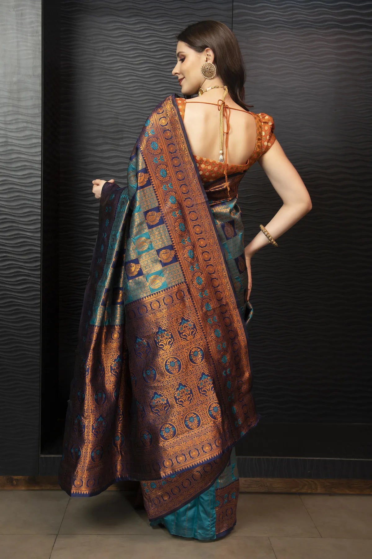 Glimmering Threads: Exquisite Silk Sarees for Women's (A SAREE D2-BLUE)