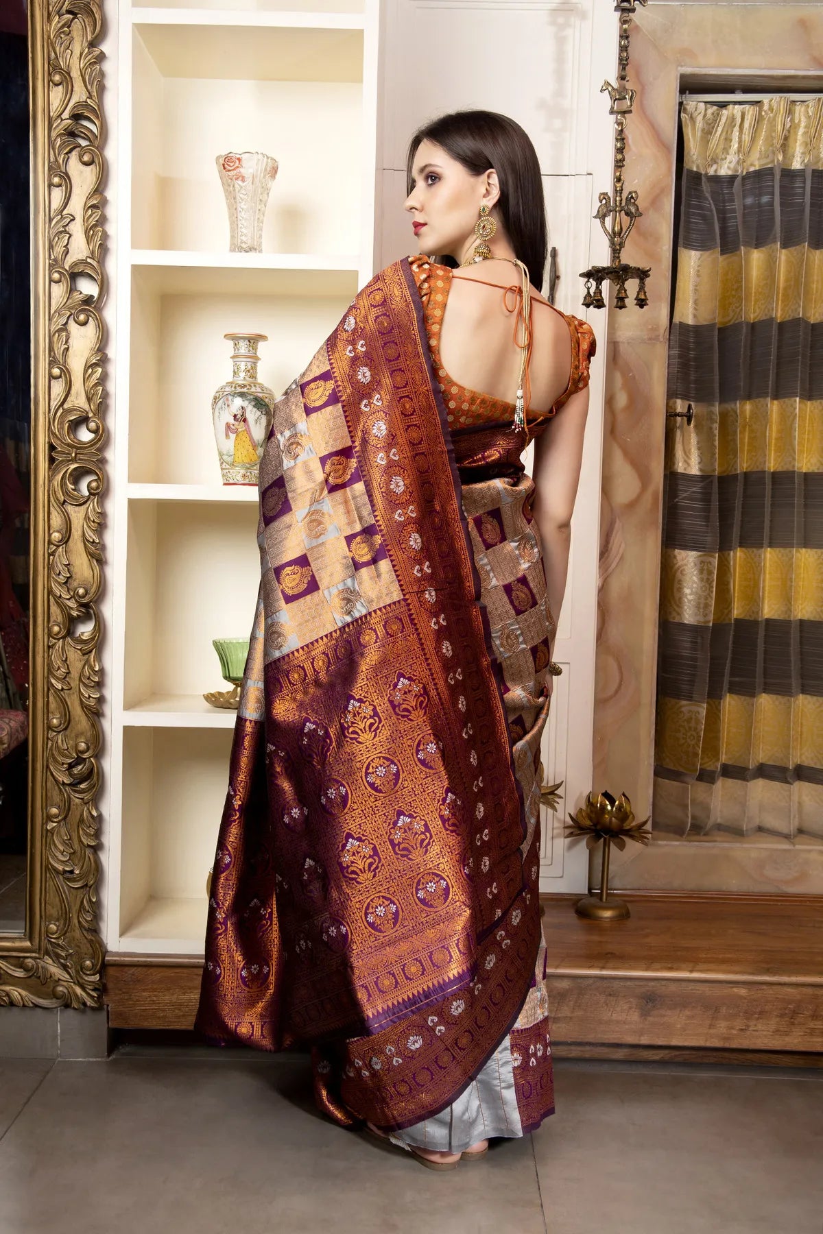 Glimmering Threads: Exquisite Silk Sarees for Women's (A SAREE D2-RUST)