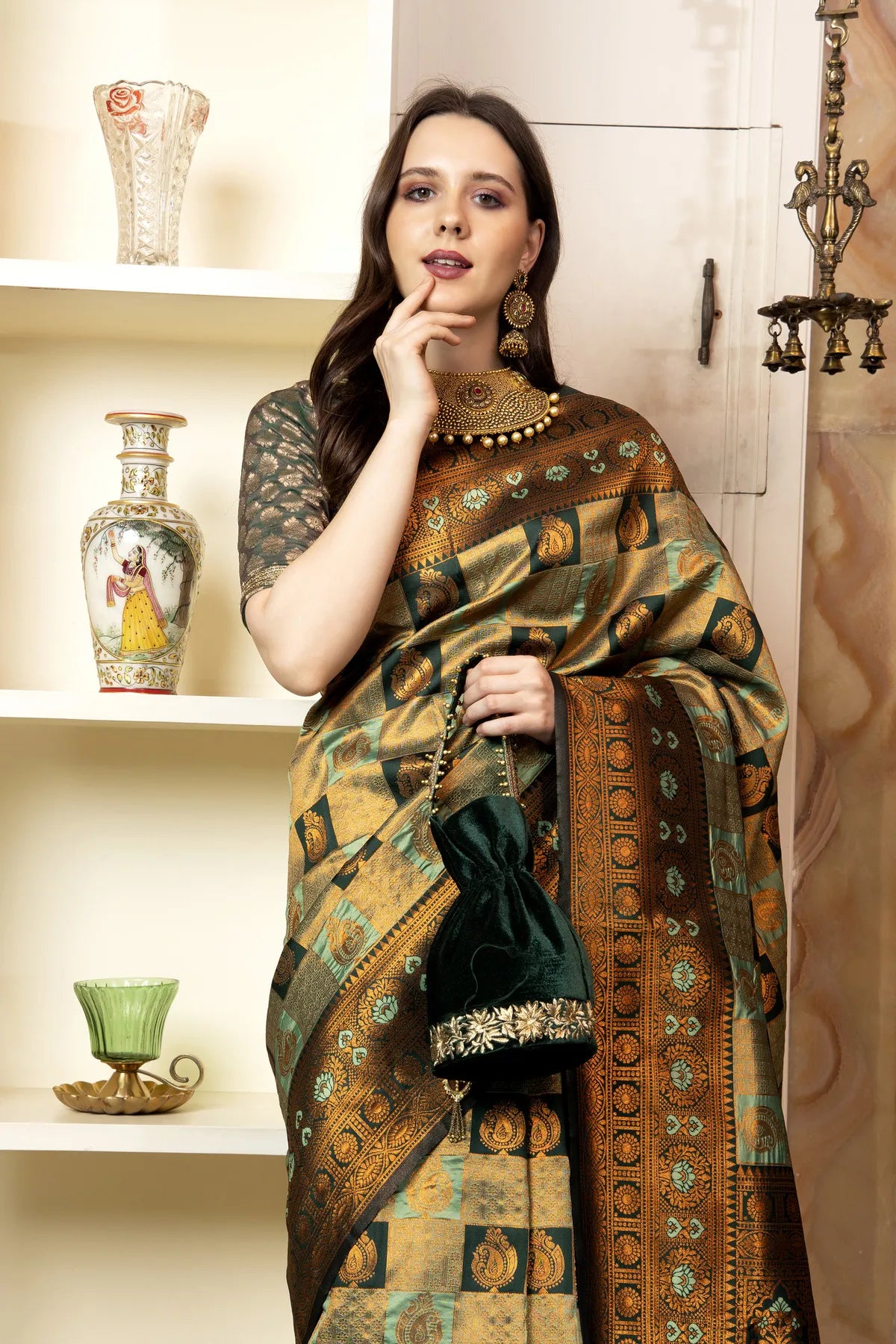 Glimmering Threads: Exquisite Silk Sarees for Women's (A SAREE D2-TAN)