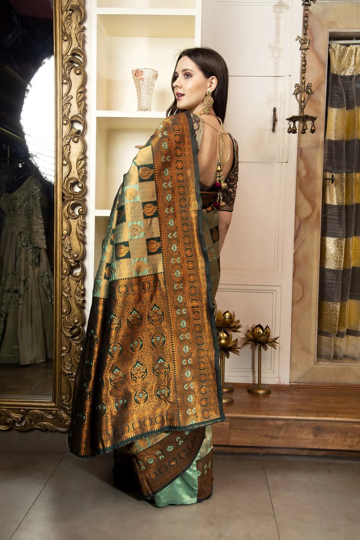 Glimmering Threads: Exquisite Silk Sarees for Women's (A SAREE D2-TAN)