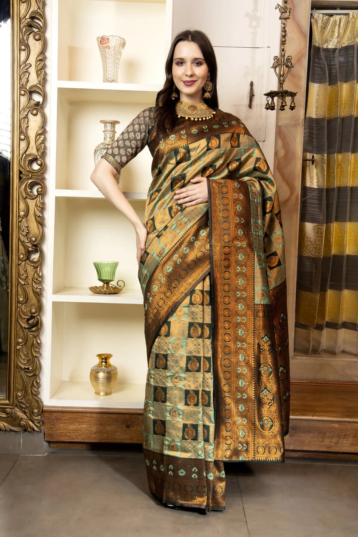 Glimmering Threads: Exquisite Silk Sarees for Women's (A SAREE D2-TAN)