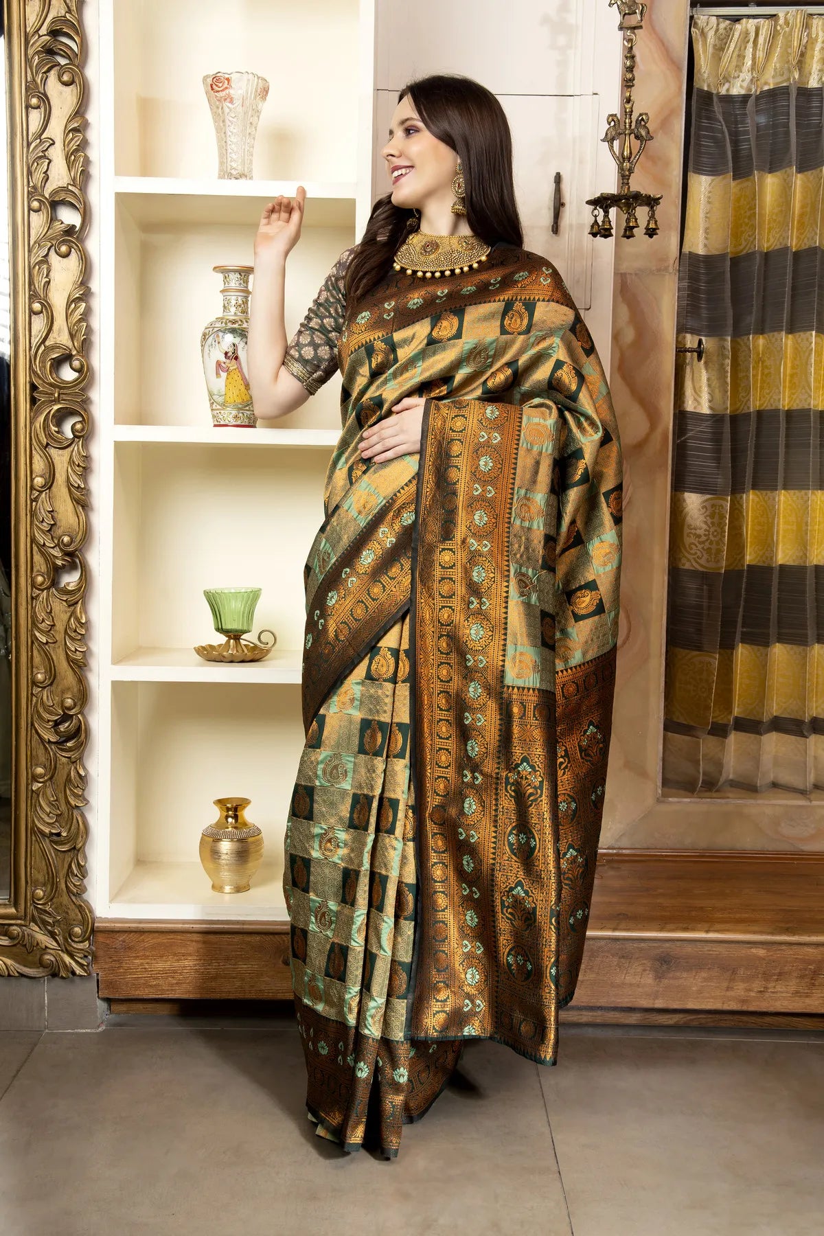 Glimmering Threads: Exquisite Silk Sarees for Women's (A SAREE D2-TAN)