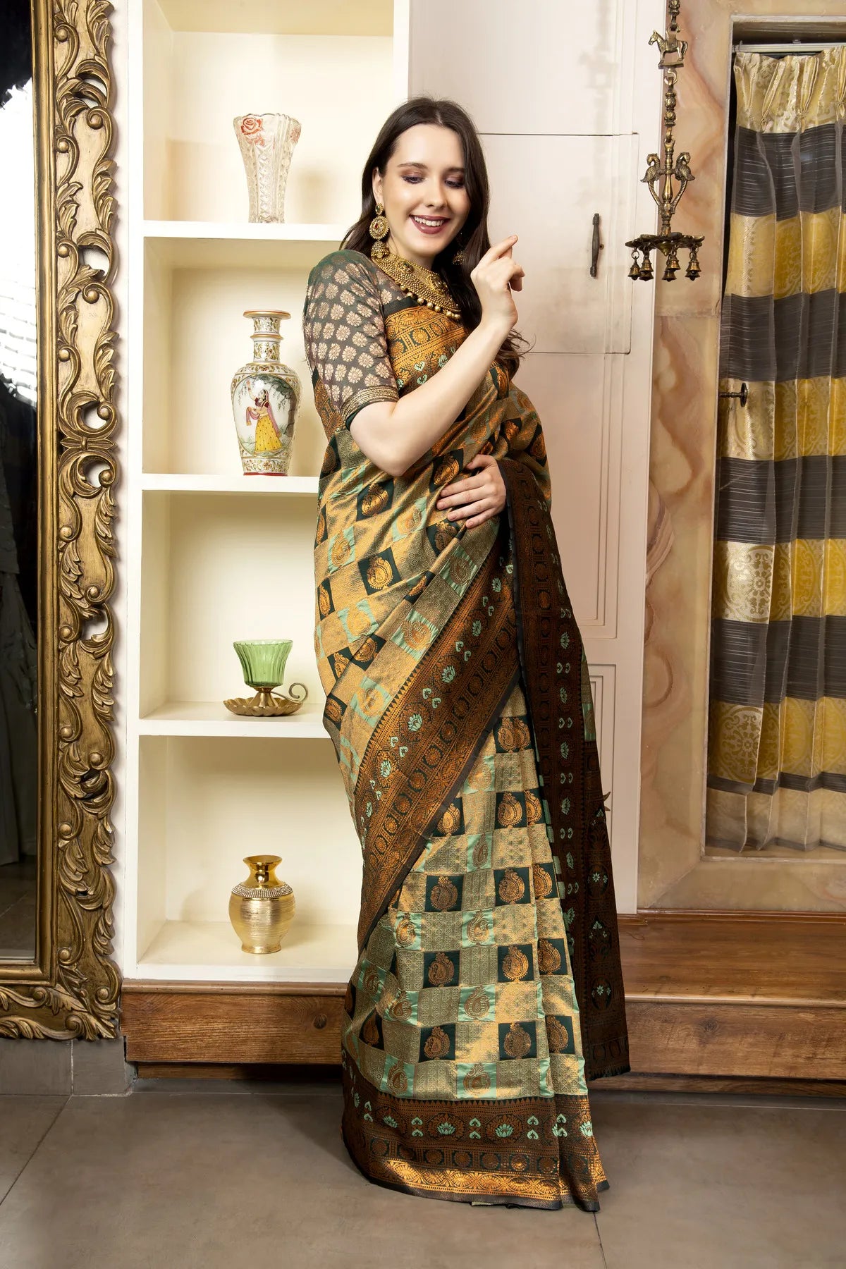 Glimmering Threads: Exquisite Silk Sarees for Women's (A SAREE D2-TAN)