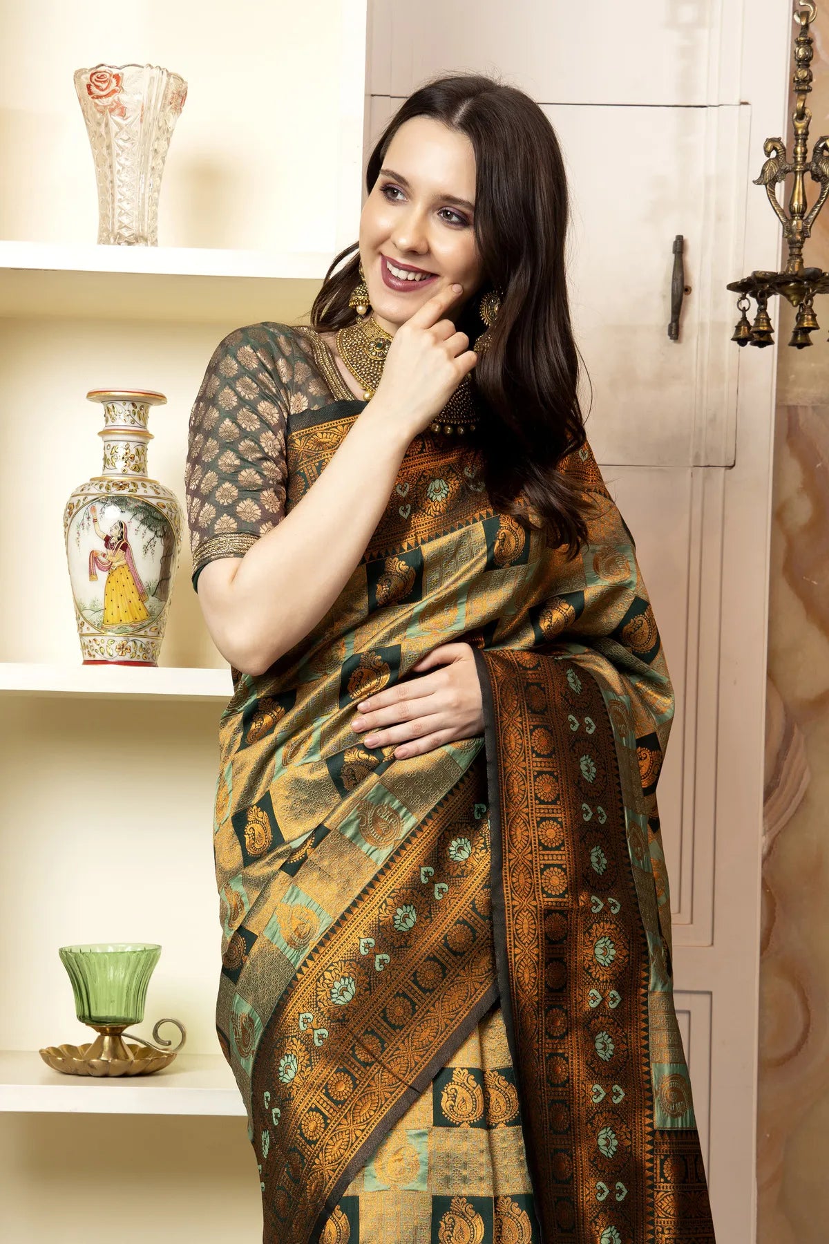 Glimmering Threads: Exquisite Silk Sarees for Women's (A SAREE D2-TAN)