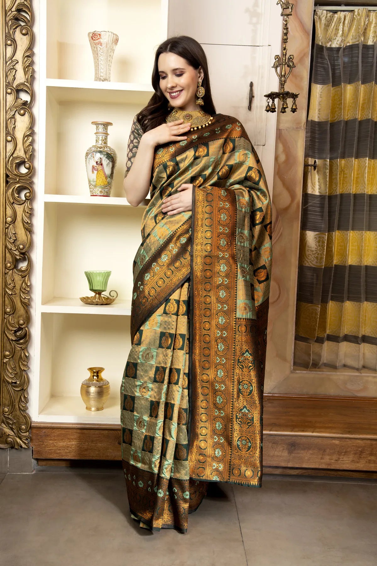 Glimmering Threads: Exquisite Silk Sarees for Women's (A SAREE D2-TAN)