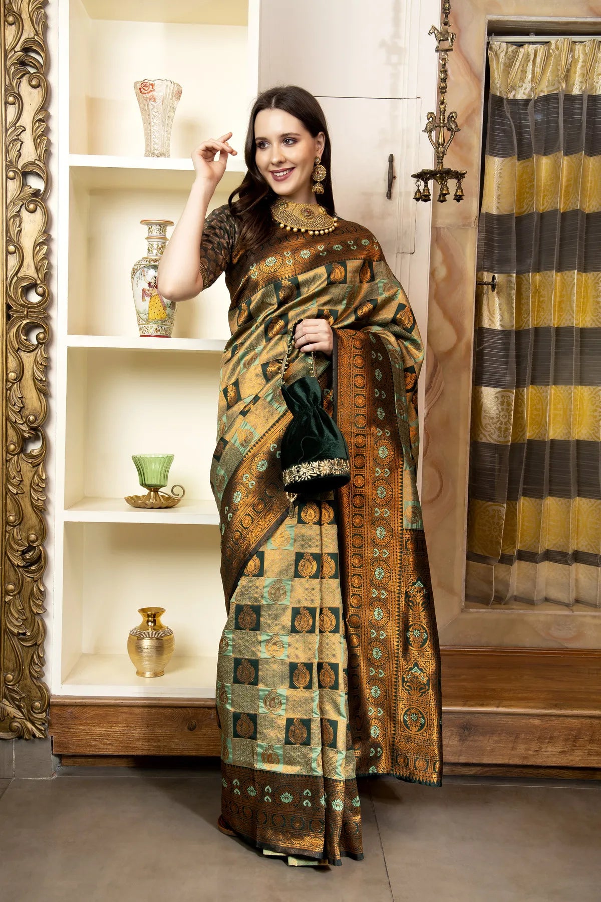 Glimmering Threads: Exquisite Silk Sarees for Women's (A SAREE D2-TAN)