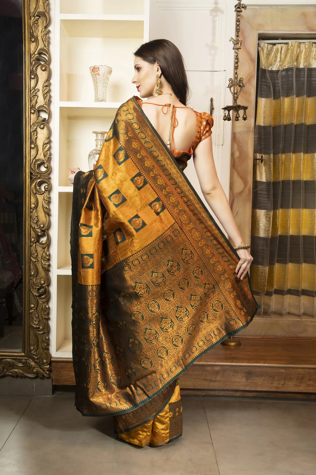 Glimmering Threads: Exquisite Silk Sarees for Women's (A SAREE D2-YELLOW)