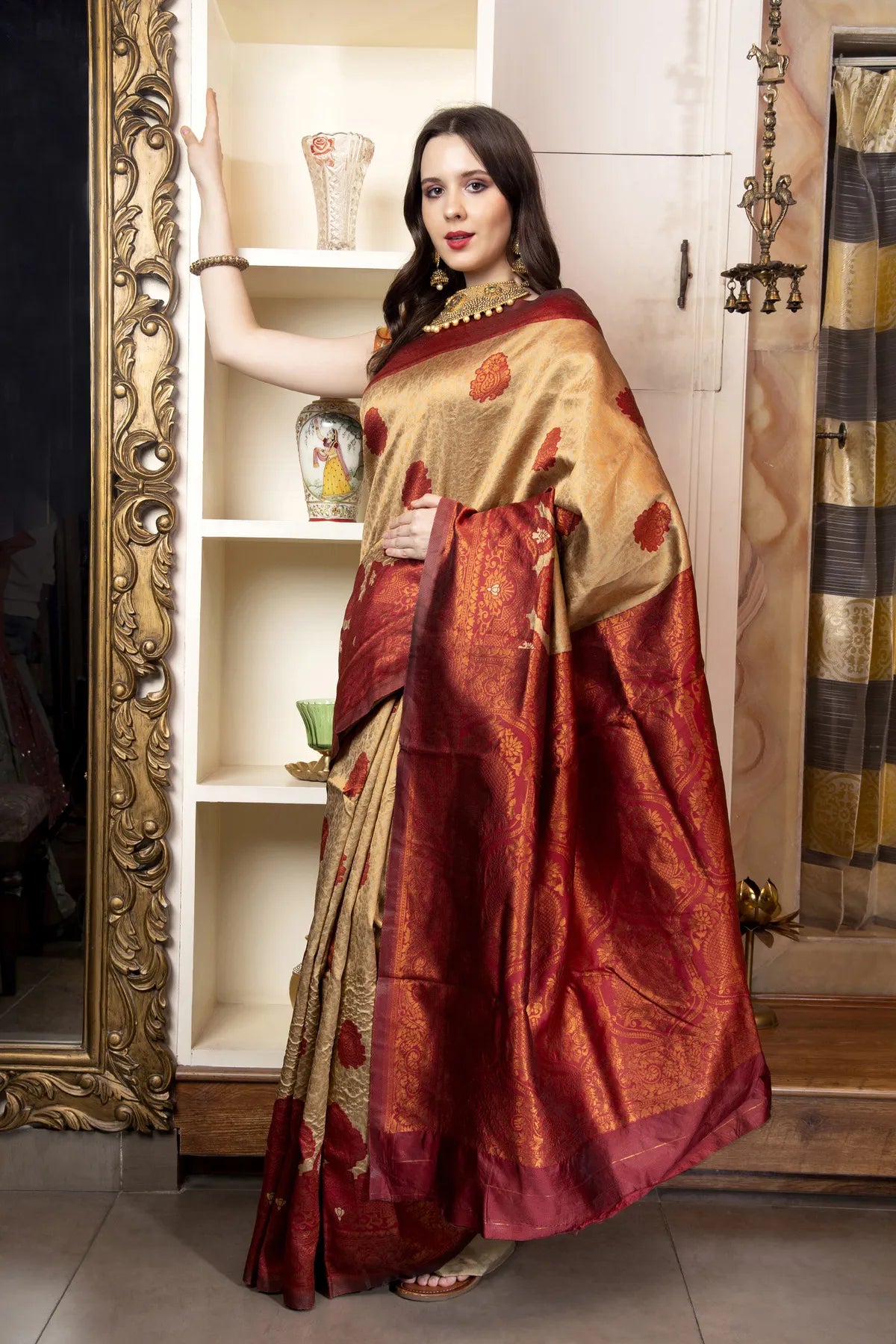 Glimmering Threads: Exquisite Silk Sarees for Women's (A SAREE D3-ORANGE)