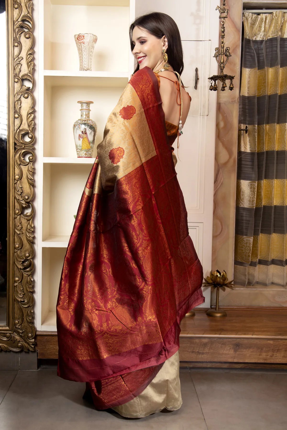 Glimmering Threads: Exquisite Silk Sarees for Women's (A SAREE D3-ORANGE)