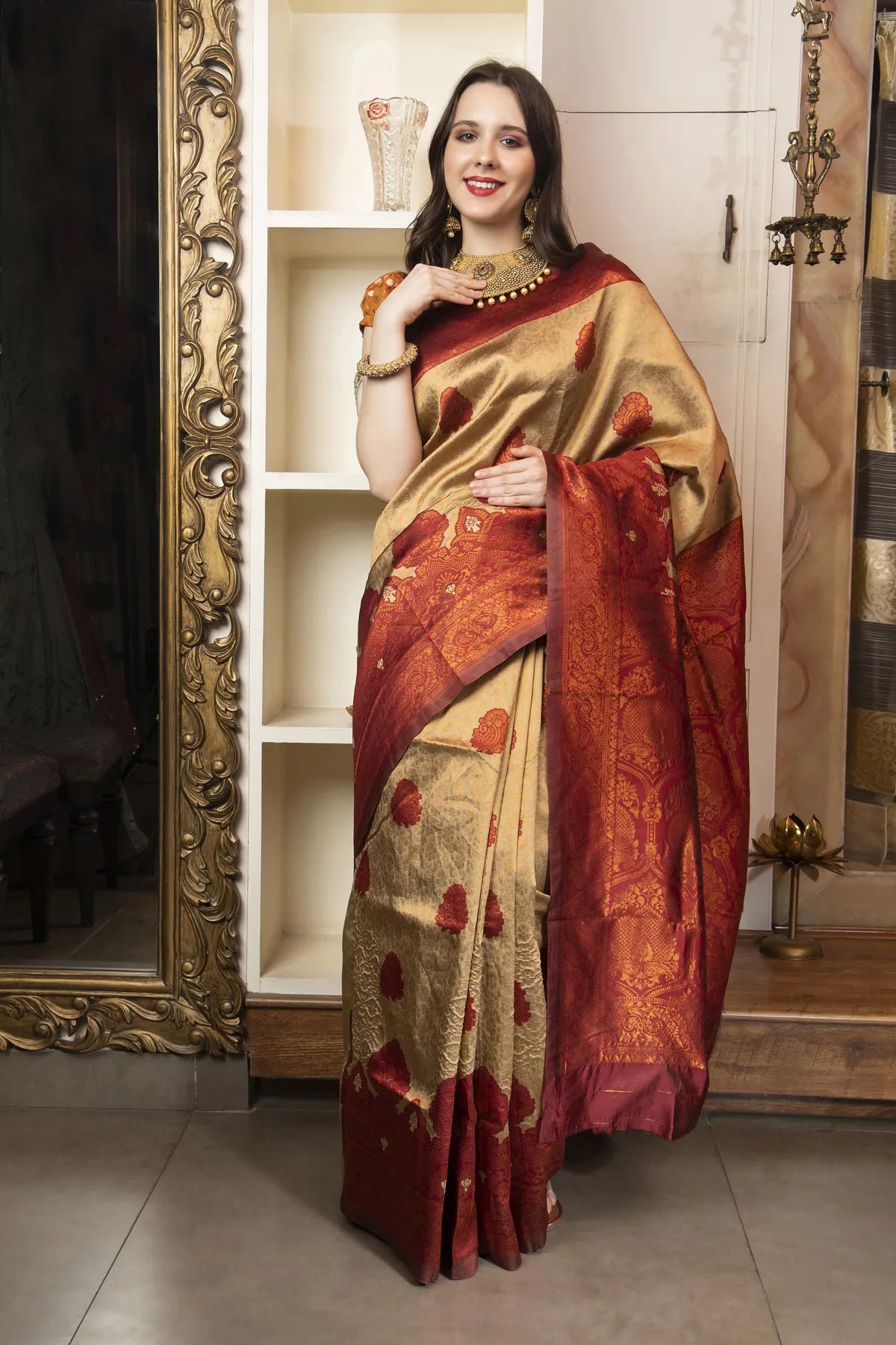 Glimmering Threads: Exquisite Silk Sarees for Women's (A SAREE D3-ORANGE)