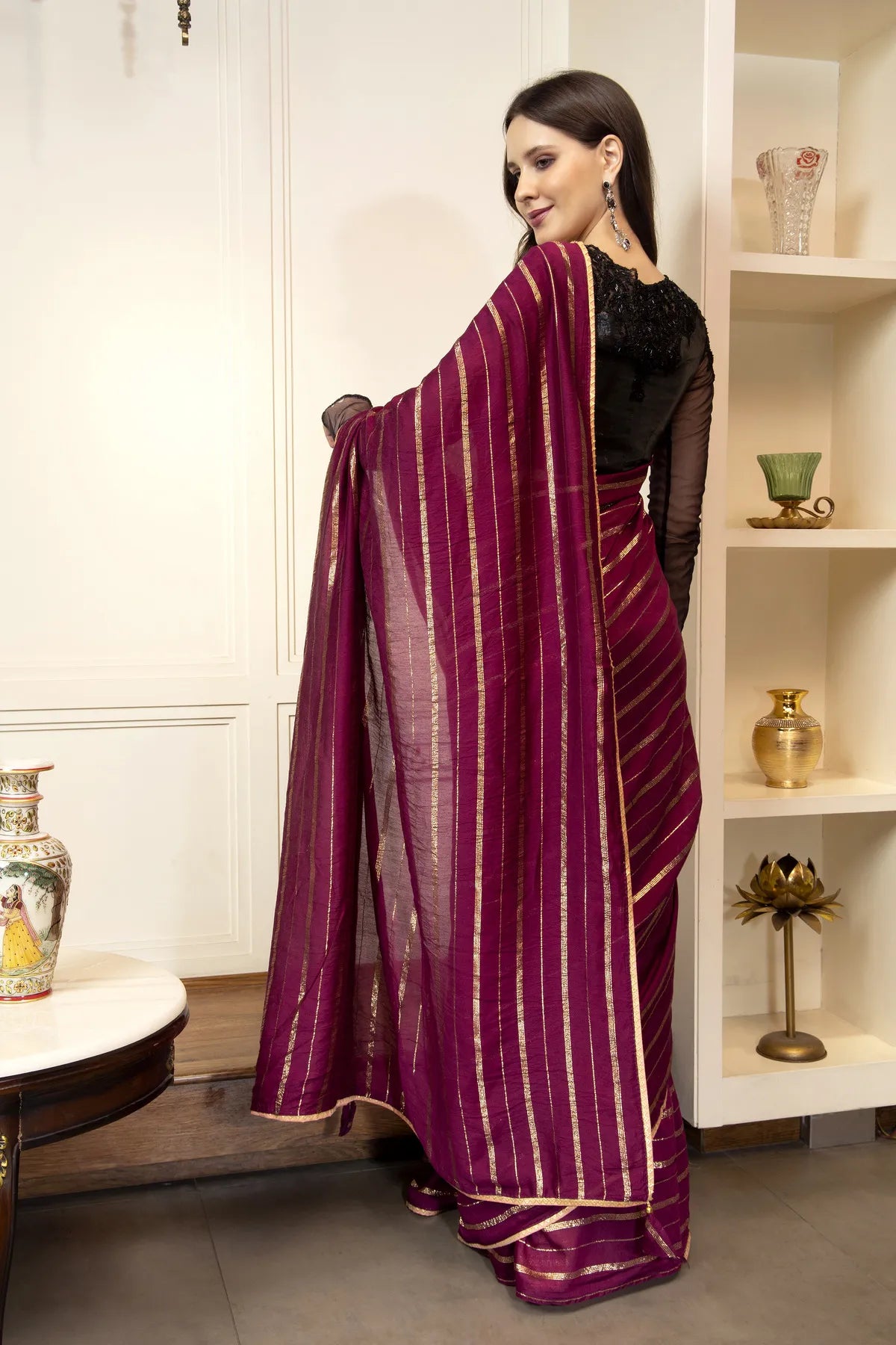 Glimmering Threads: Exquisite Silk Sarees for Women's (A SAREE D6-MEHROON)