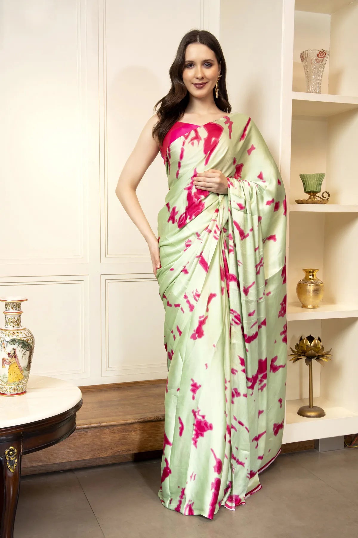 Glimmering Threads: Exquisite Silk Sarees for Women's (A SAREE D8-GREEN-PINK)