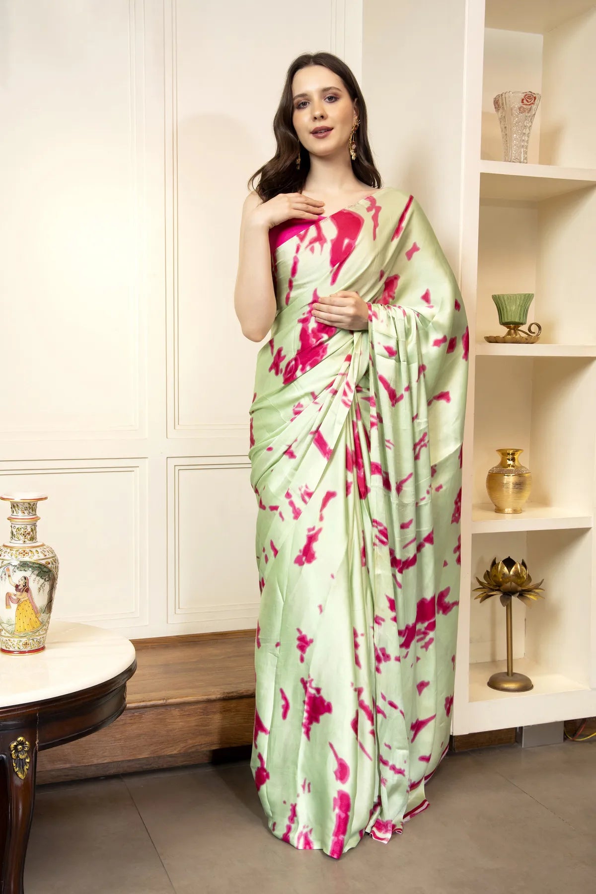 Glimmering Threads: Exquisite Silk Sarees for Women's (A SAREE D8-GREEN-PINK)