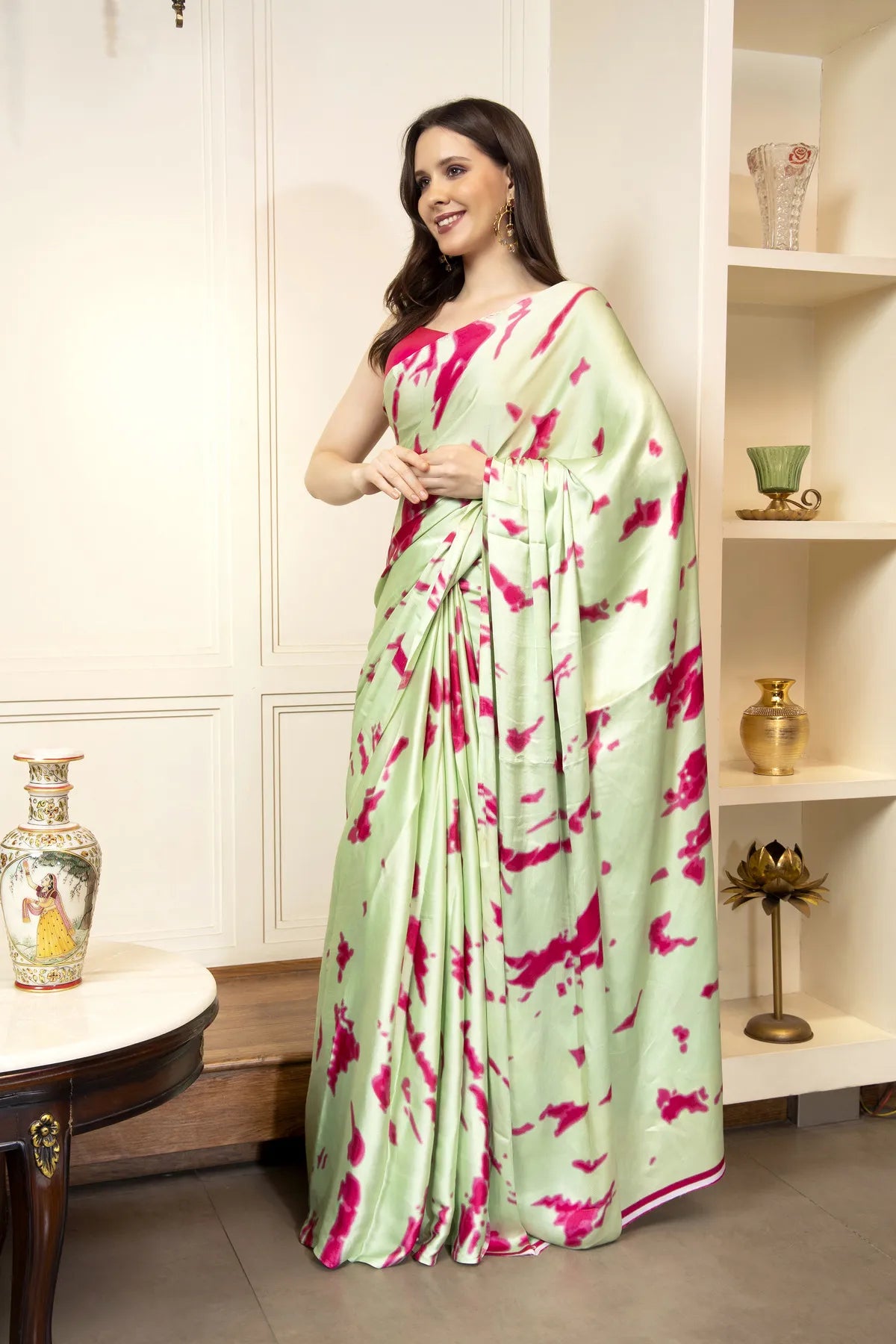 Glimmering Threads: Exquisite Silk Sarees for Women's (A SAREE D8-GREEN-PINK)