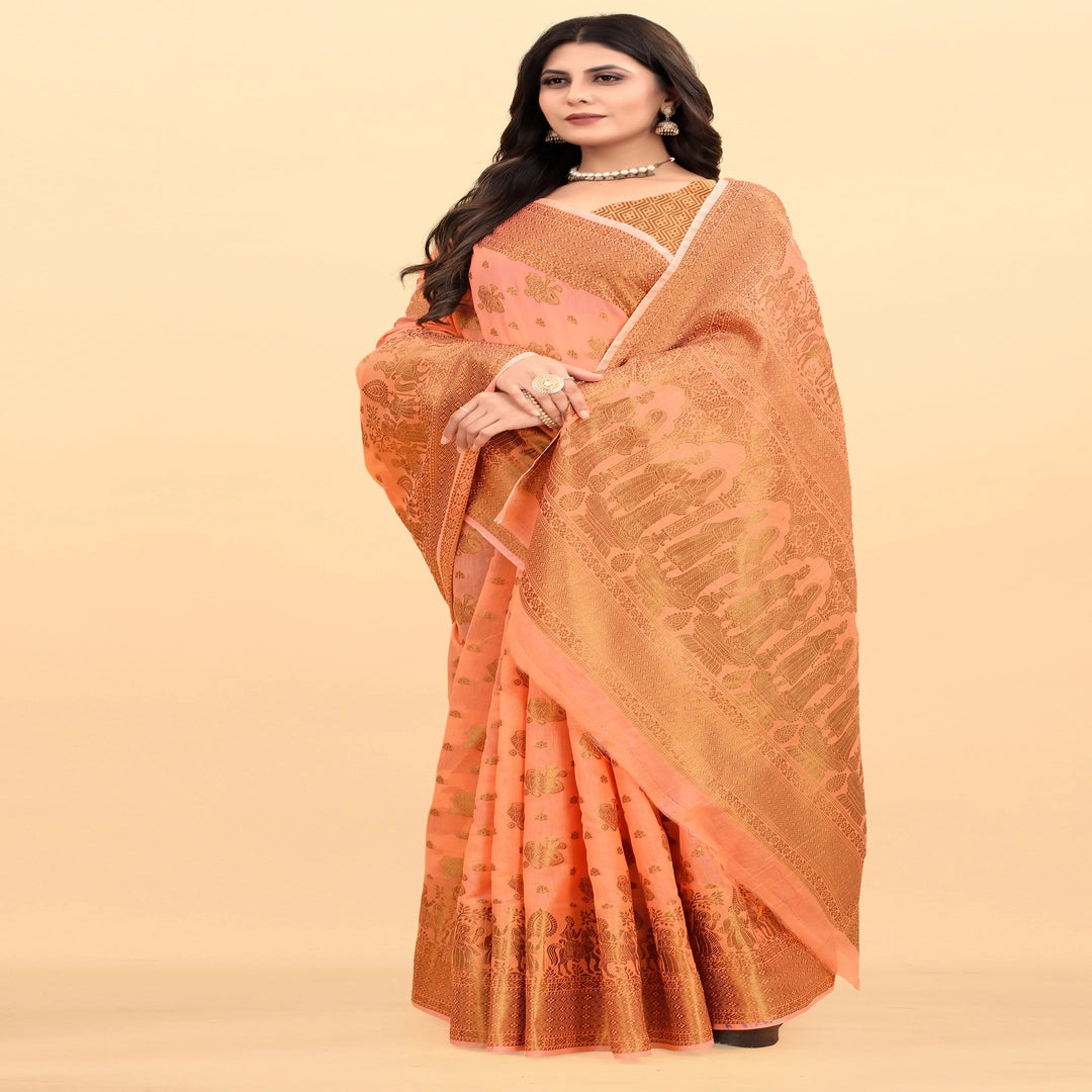 Luxurious Lightness: Braso Chiffon Sarees for Every Occasion For Women's D20(Orange)