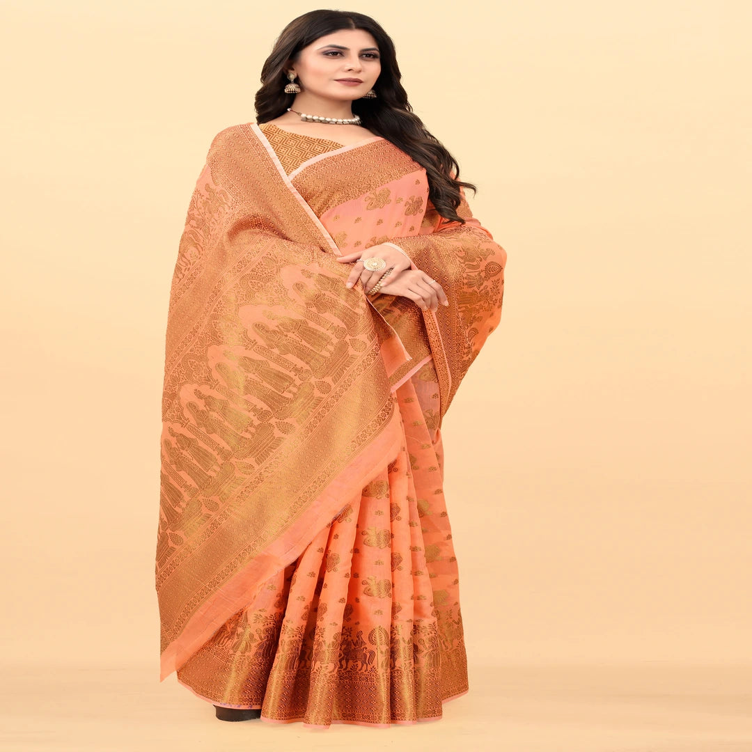Luxurious Lightness: Braso Chiffon Sarees for Every Occasion For Women's D20(Orange)