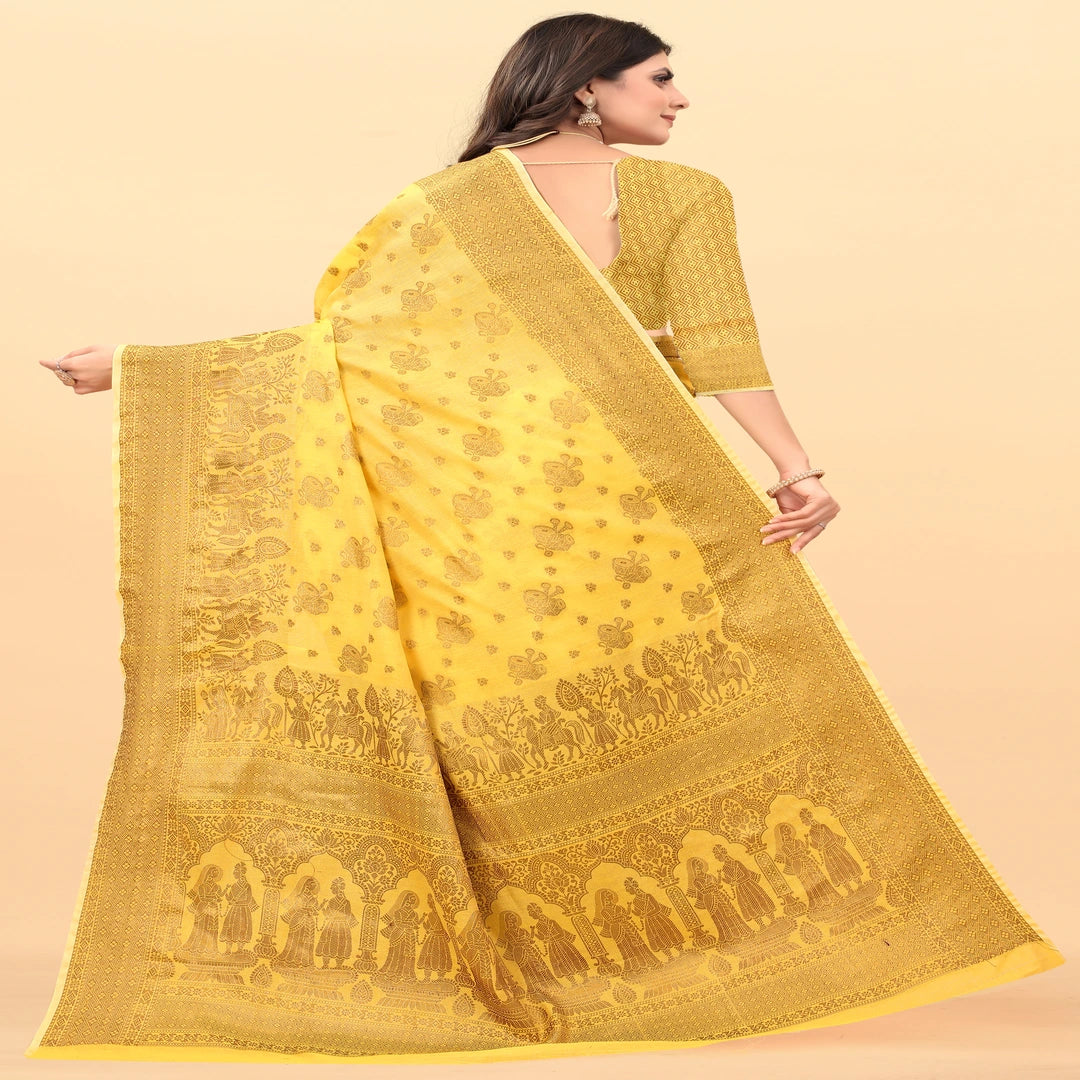 Luxurious Lightness: Braso Chiffon Sarees for Every Occasion For Women's D20 (Yellow)