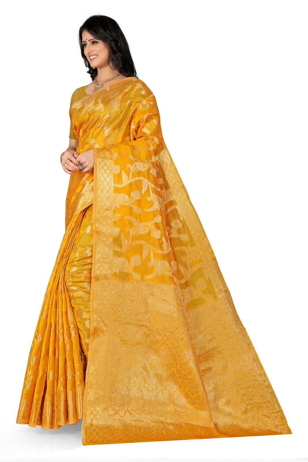 Luxurious Lightness: Braso Chiffon Sarees for Every Occasion For Women's D19 (Mustard)