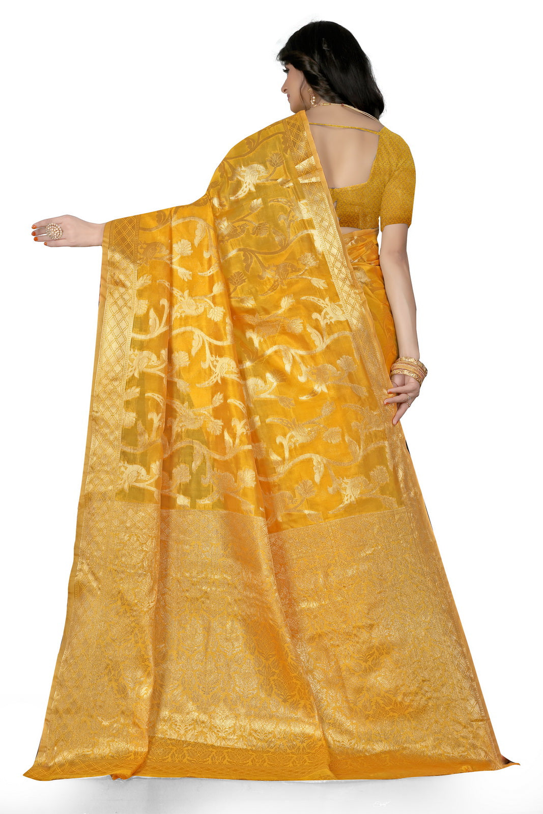 Luxurious Lightness: Braso Chiffon Sarees for Every Occasion For Women's D19 (Mustard)