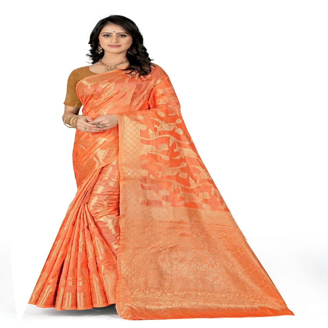 Luxurious Lightness: Braso Chiffon Sarees for Every Occasion For Women's D20(Orange)