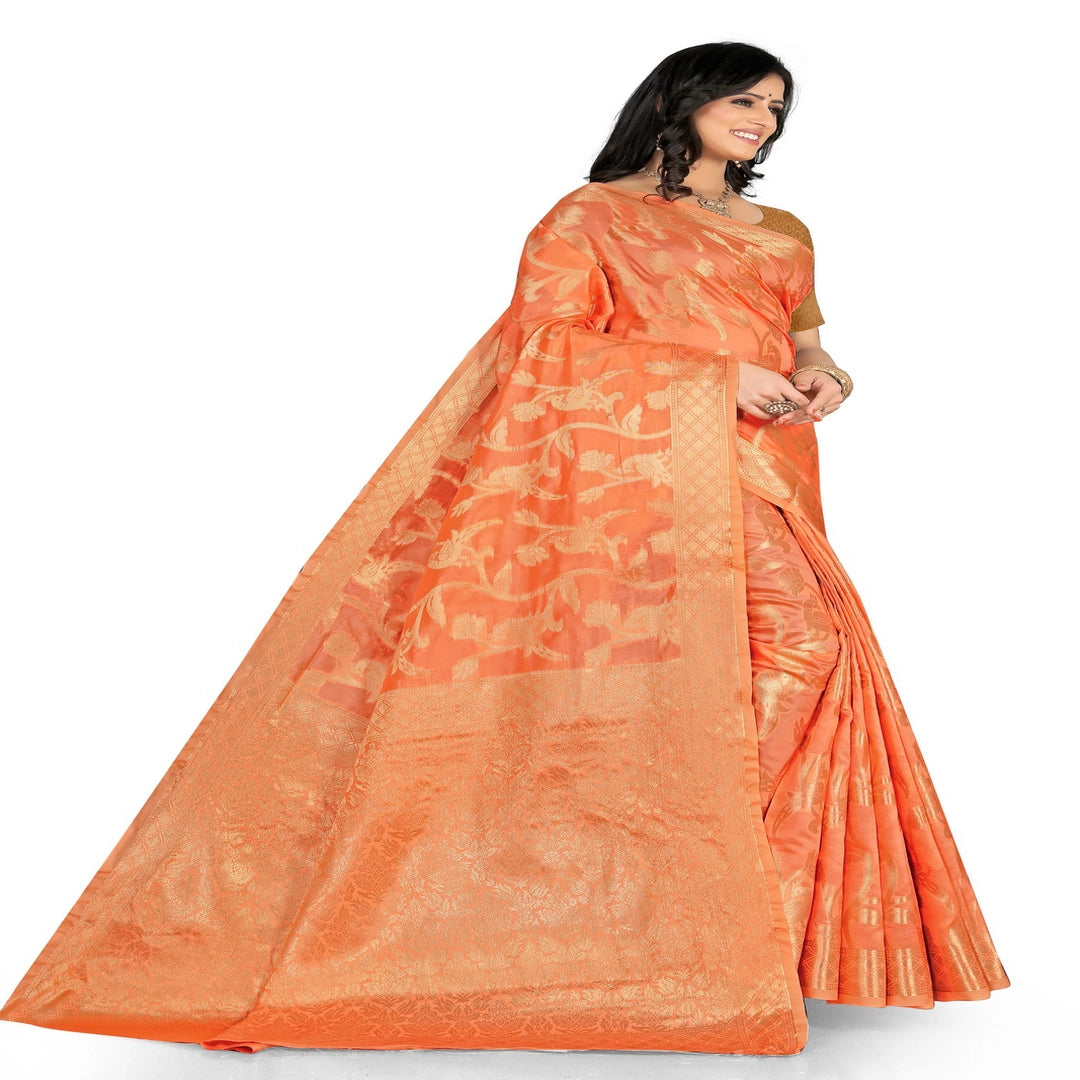 Luxurious Lightness: Braso Chiffon Sarees for Every Occasion For Women's D19 (Orange)