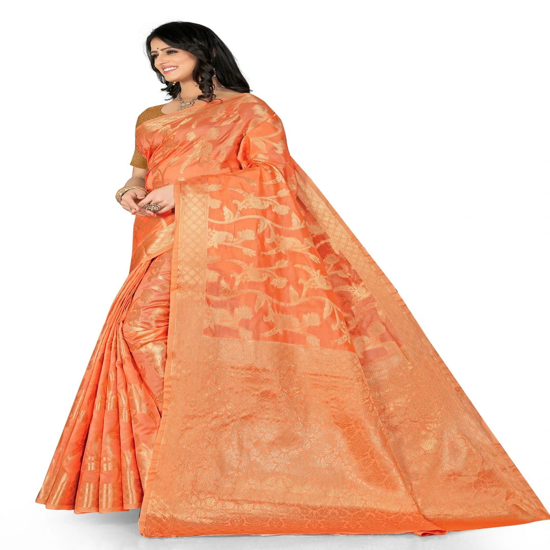 Luxurious Lightness: Braso Chiffon Sarees for Every Occasion For Women's D20(Orange)