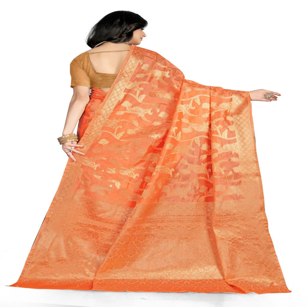 Luxurious Lightness: Braso Chiffon Sarees for Every Occasion For Women's D19 (Orange)