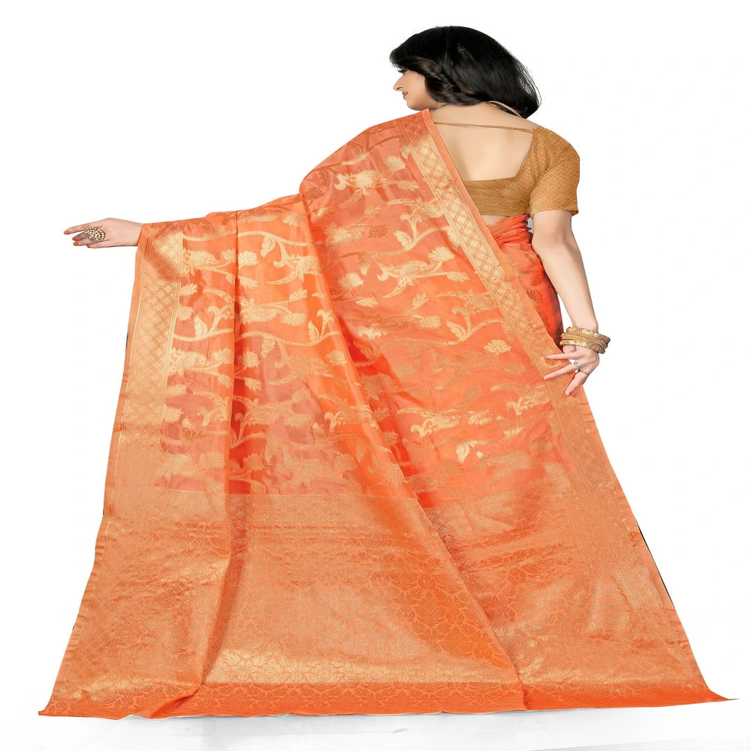 Luxurious Lightness: Braso Chiffon Sarees for Every Occasion For Women's D19 (Orange)