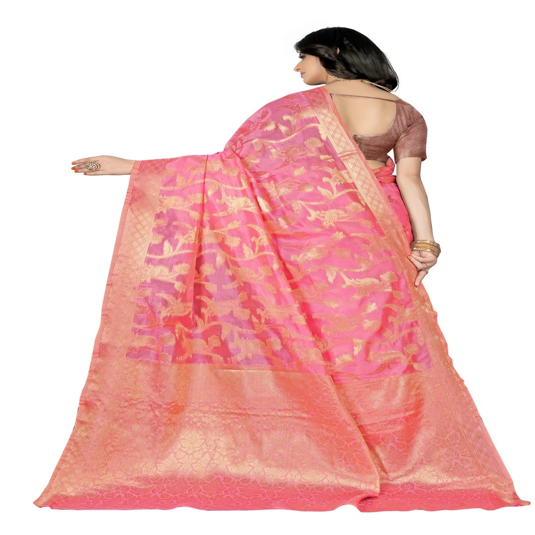 Luxurious Lightness: Braso Chiffon Sarees for Every Occasion For Women's D19(Pink)