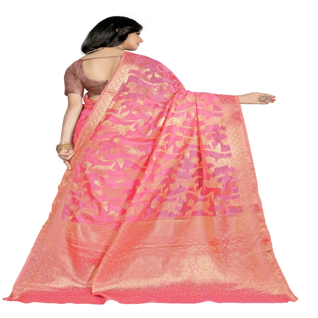 Luxurious Lightness: Braso Chiffon Sarees for Every Occasion For Women's D19(Pink)
