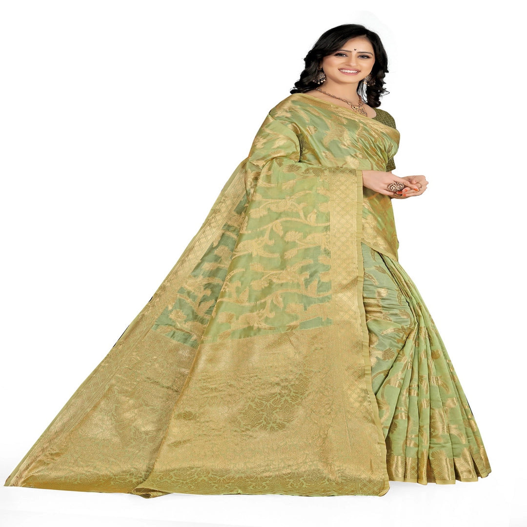 Luxurious Lightness: Braso Chiffon Sarees for Every Occasion For Women's D19(Pista Green)