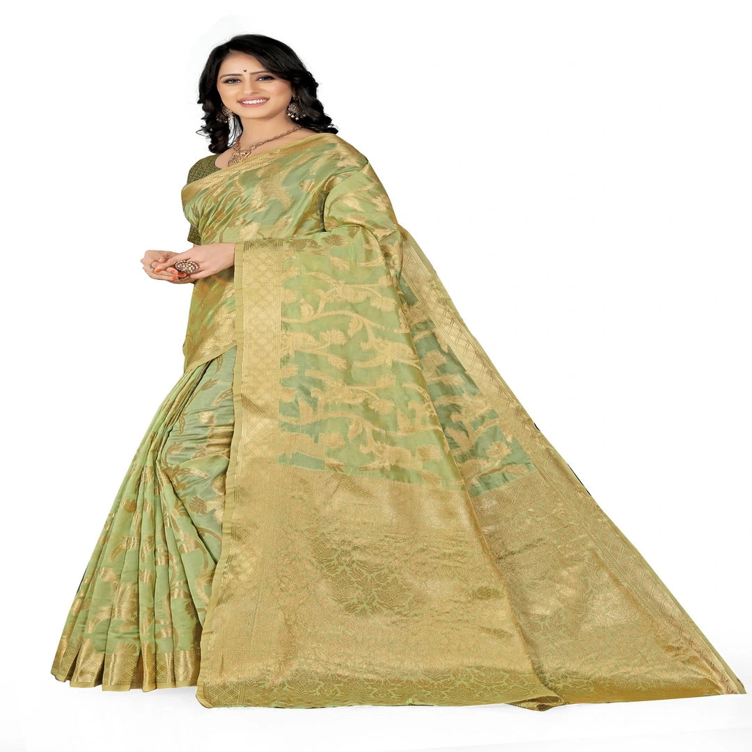 Luxurious Lightness: Braso Chiffon Sarees for Every Occasion For Women's D19(Pista Green)