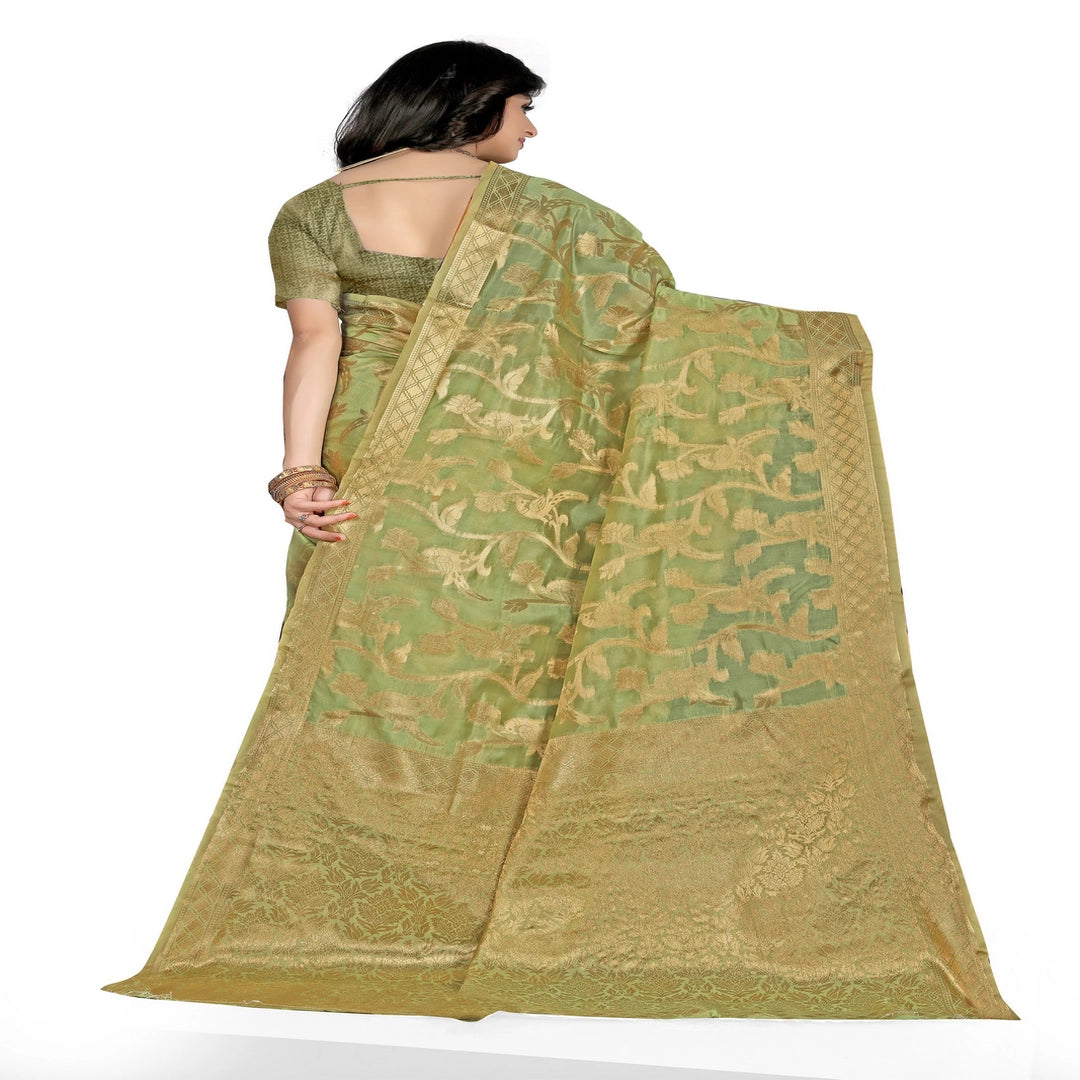 Luxurious Lightness: Braso Chiffon Sarees for Every Occasion For Women's D19(Pista Green)