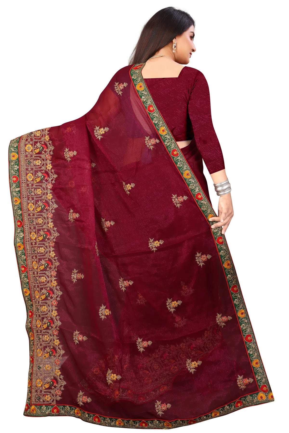 Enchanted Sparkle Shimmer Chiffon Sarees D14-Purple