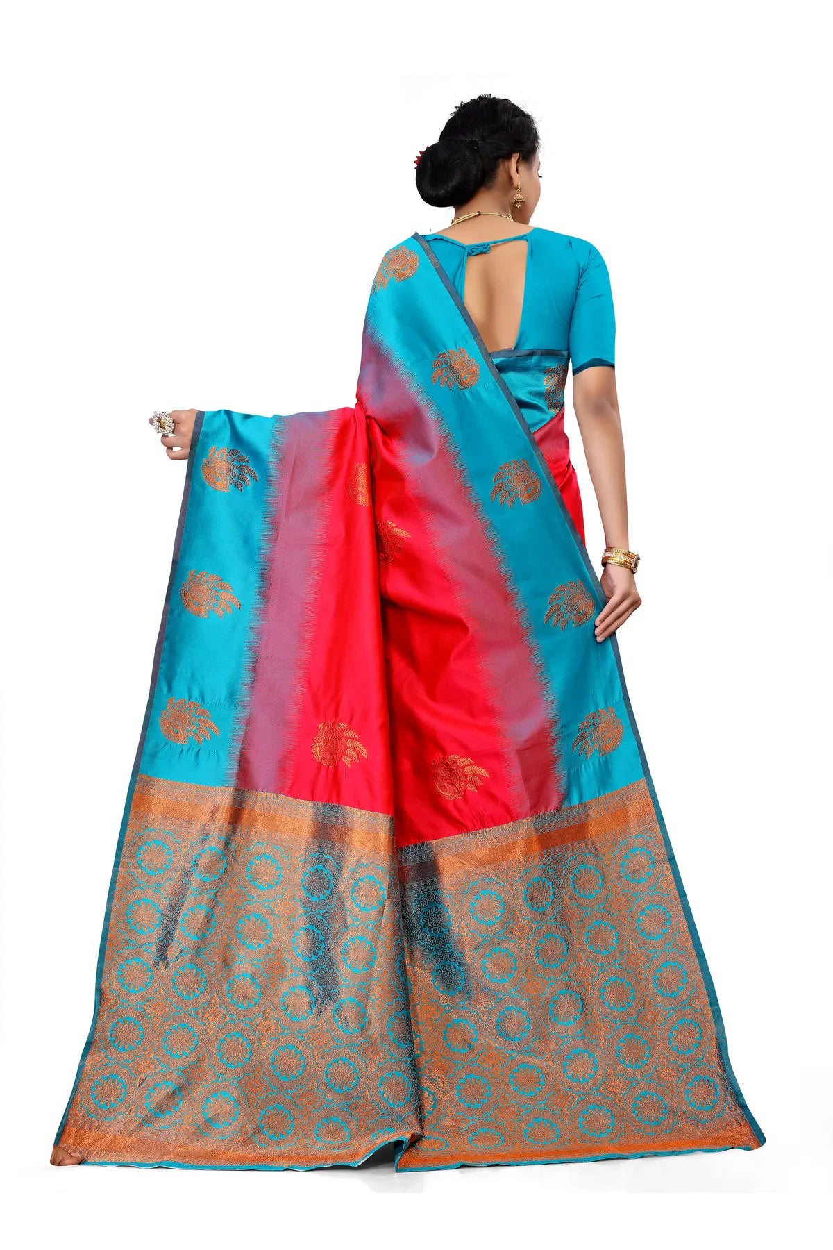 Glimmering Threads: Exquisite Silk Sarees for Women's (SAREE D3-DARK BLUE)
