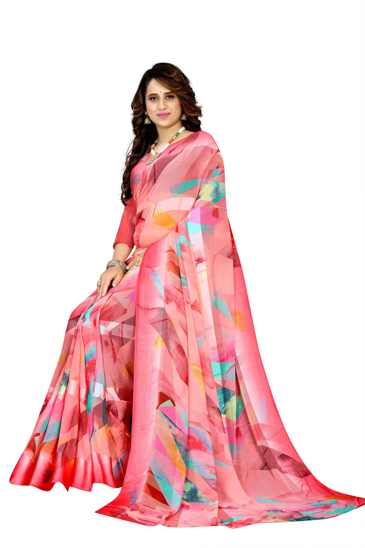 Glimmering Threads: Exquisite Silk Sarees for Women's (SAREE D4-CARROT RED)