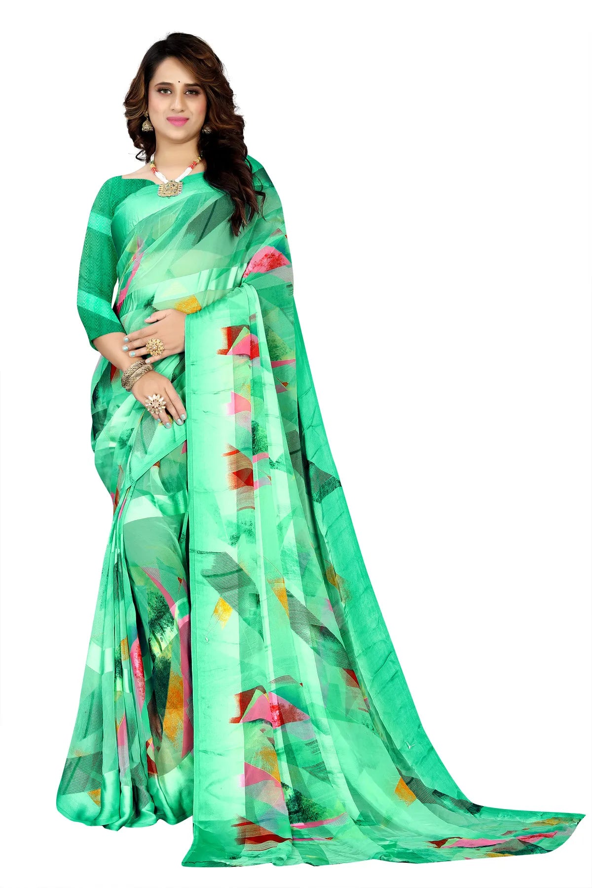 Glimmering Threads: Exquisite Silk Sarees for Women's (SAREE D4-GREEN)