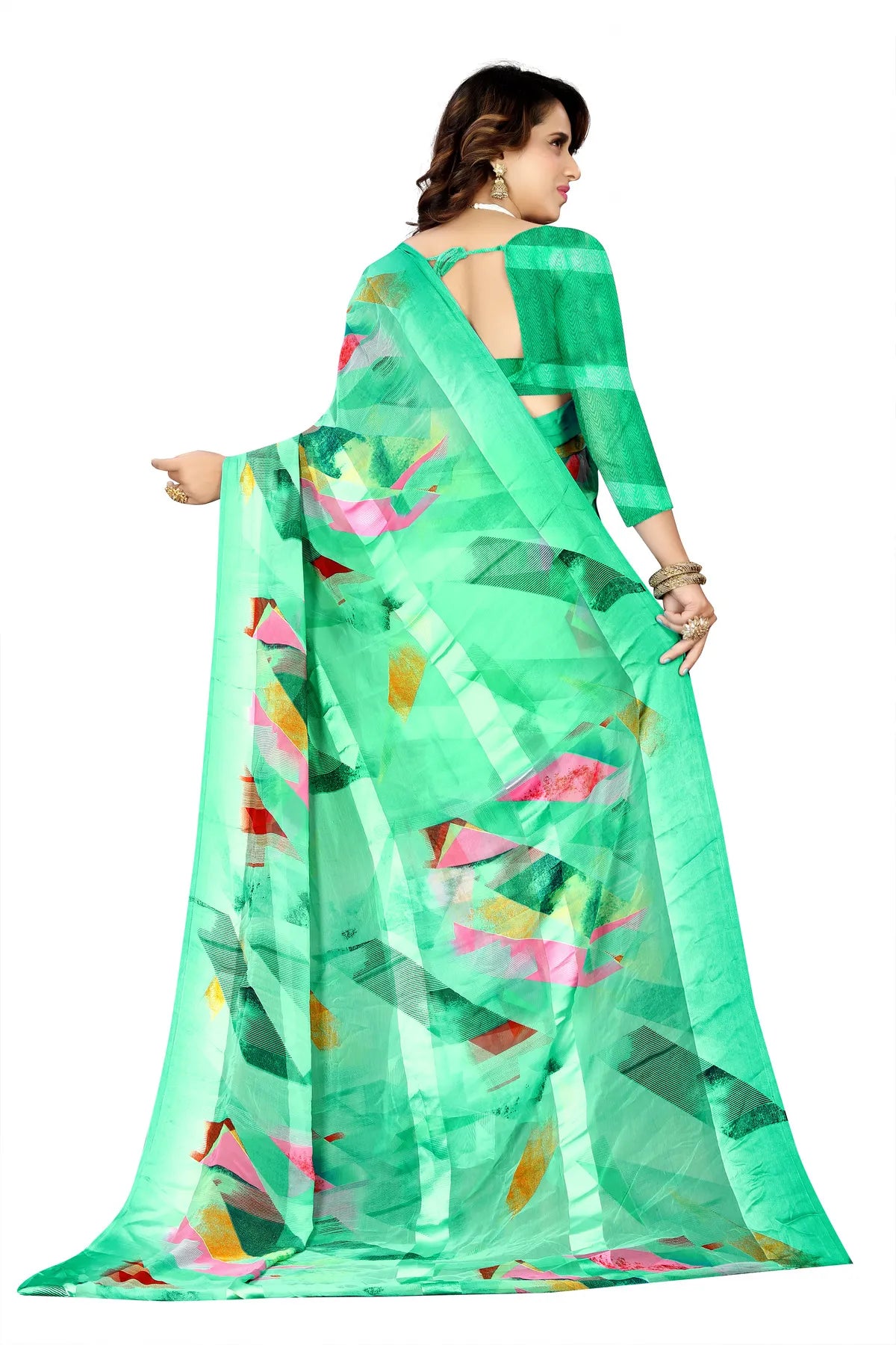 Glimmering Threads: Exquisite Silk Sarees for Women's (SAREE D4-GREEN)
