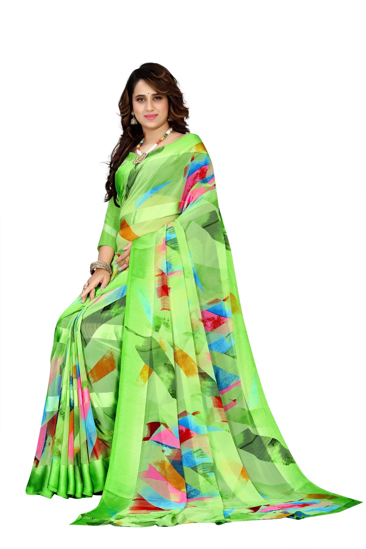 Glimmering Threads: Exquisite Silk Sarees for Women's (SAREE D4-PARROT GREEN)