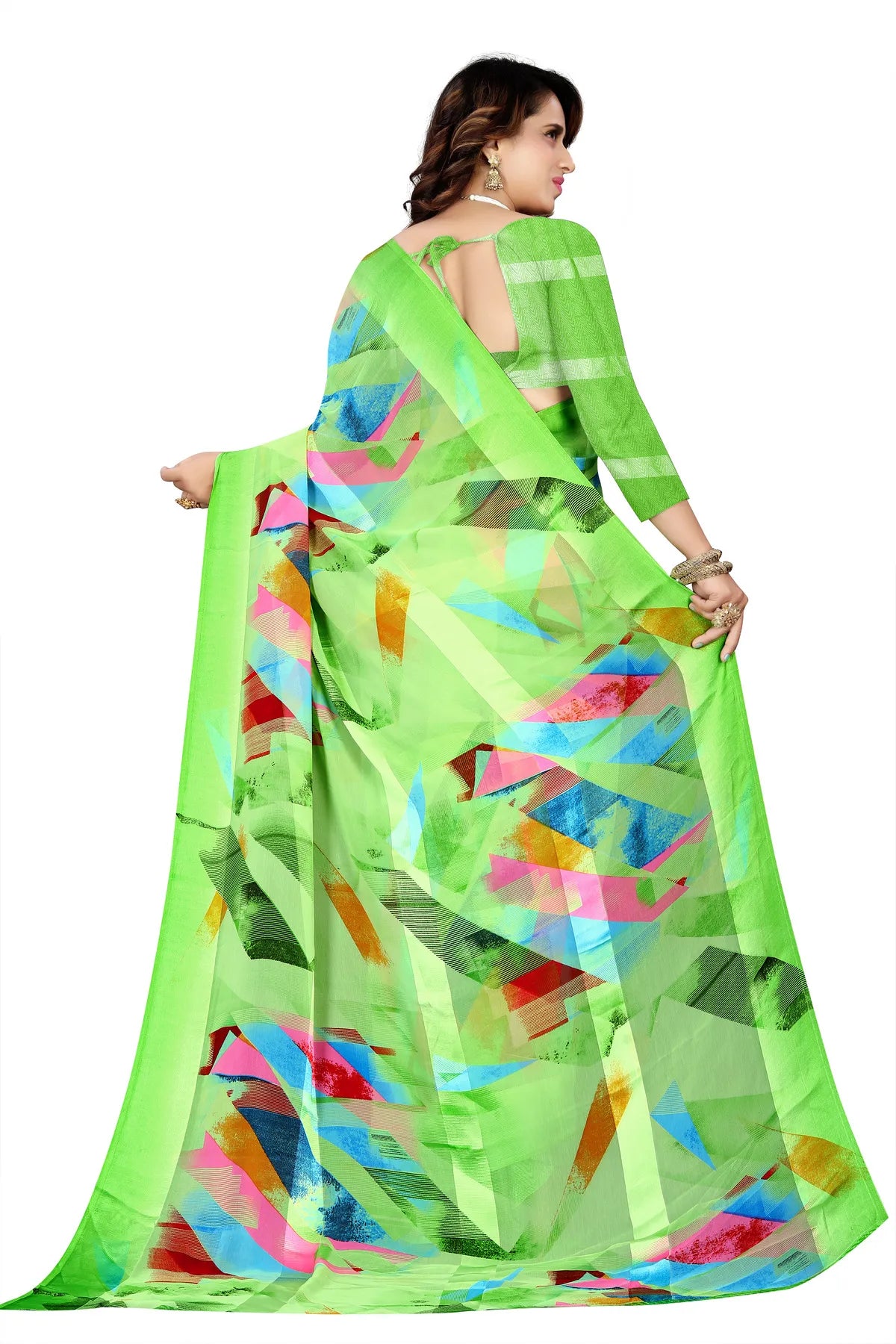 Glimmering Threads: Exquisite Silk Sarees for Women's (SAREE D4-PARROT GREEN)