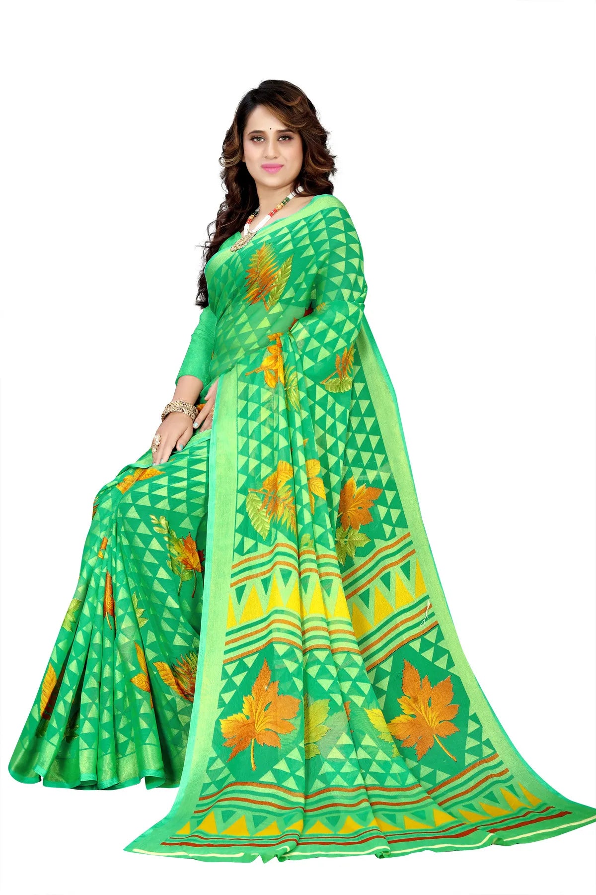 Glimmering Threads: Exquisite Silk Sarees for Women's (SAREE D5-GREEN)