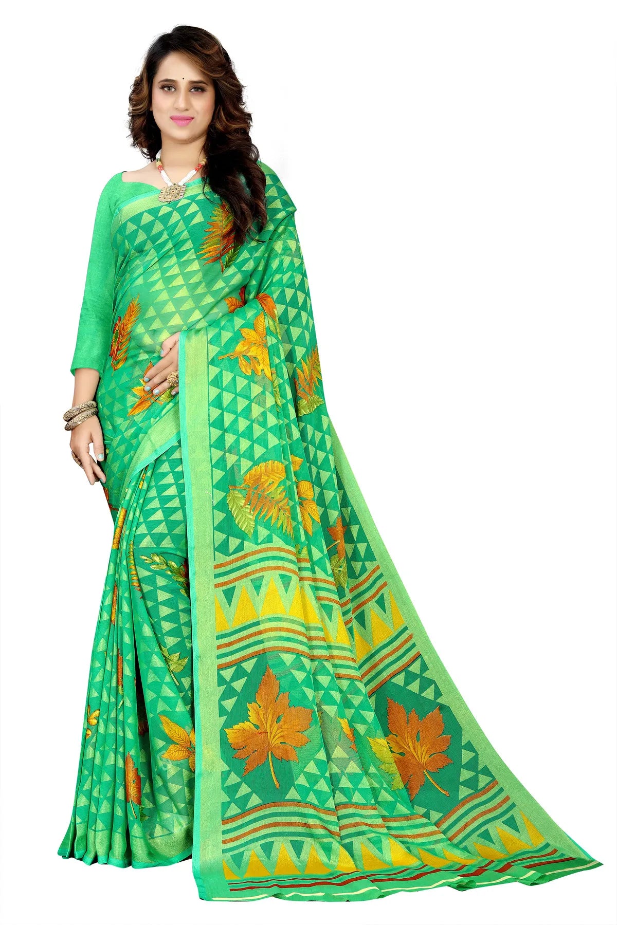 Glimmering Threads: Exquisite Silk Sarees for Women's (SAREE D5-GREEN)