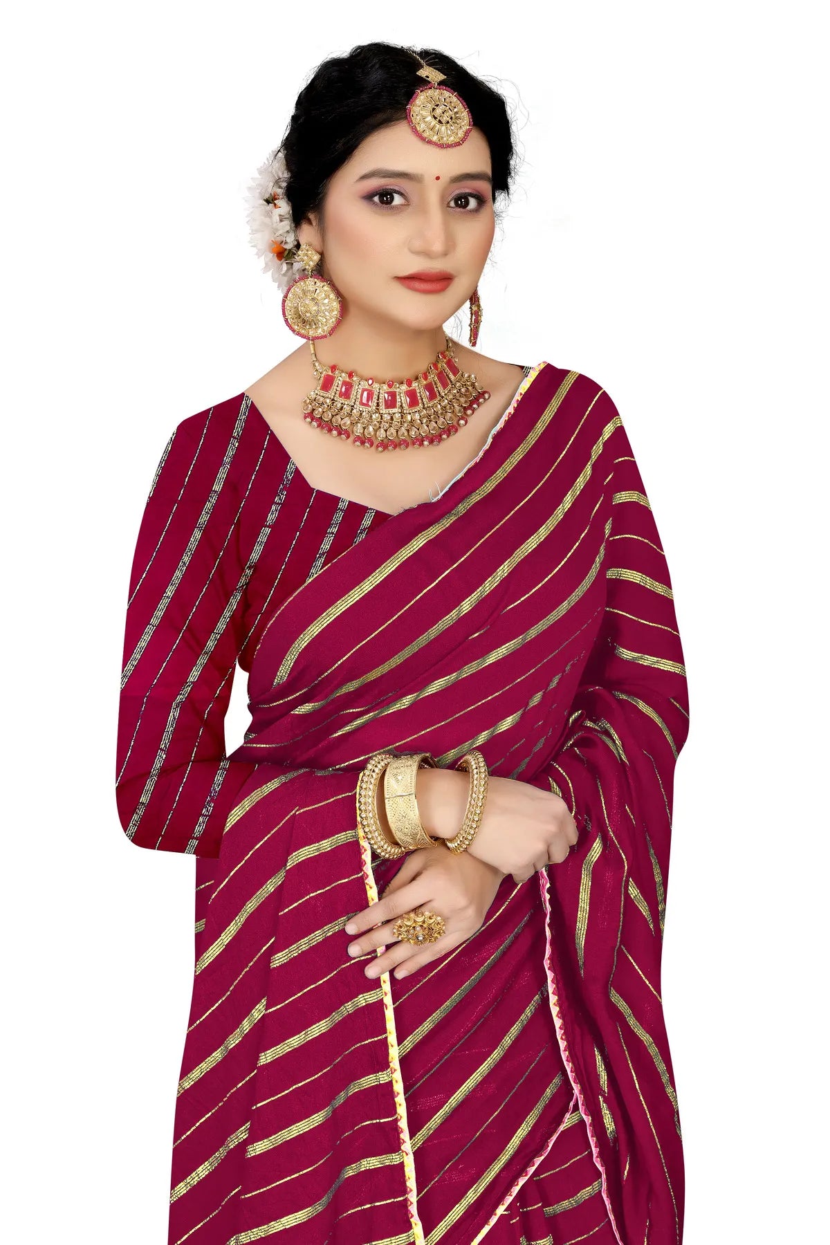 Glimmering Threads: Exquisite Silk Sarees for Women's (SAREE D6-MEHROON)
