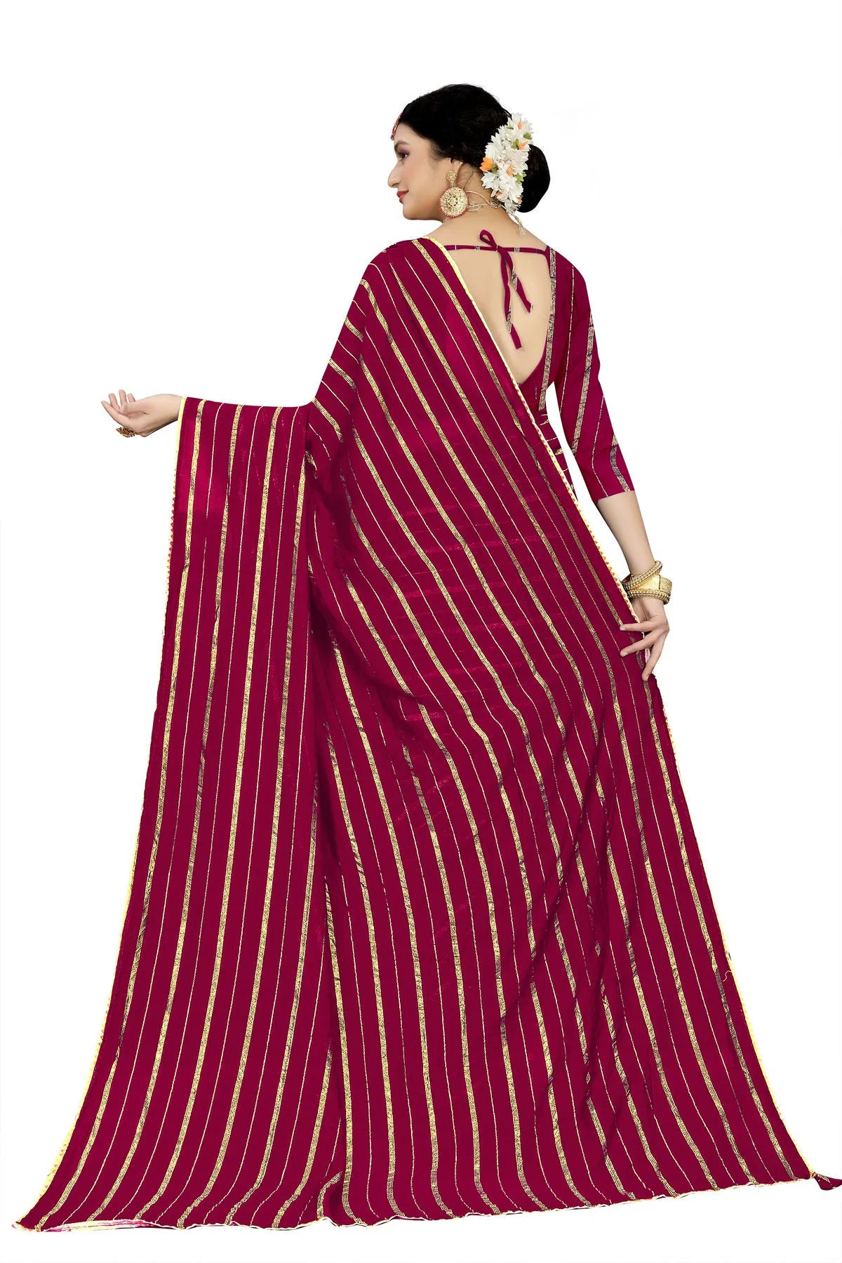 Glimmering Threads: Exquisite Silk Sarees for Women's (SAREE D6-MEHROON)