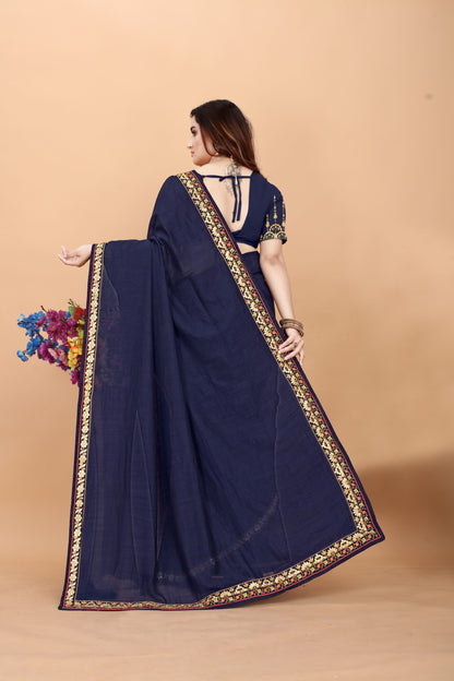 Embroider: Tussar Silk Sarees Sarees for Every Occasion For Women's D22(Royal Blue)