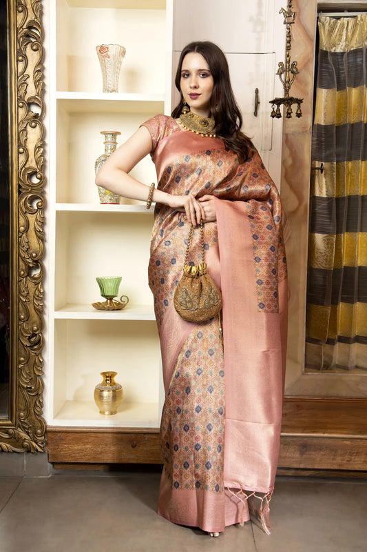 Glimmering Threads: Exquisite Silk Sarees for Women's (A SAREE D1-RUST)