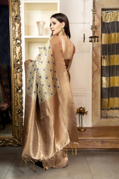 Glimmering Threads: Exquisite Silk Sarees for Women's (A SAREE D1-TAN)