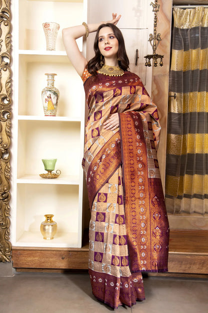 Glimmering Threads: Exquisite Silk Sarees for Women's (A SAREE D2-RUST)