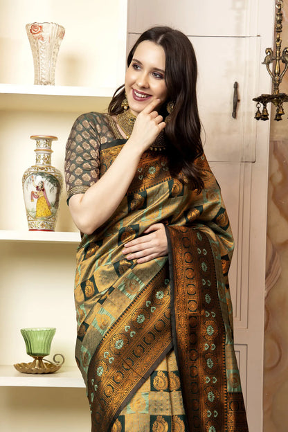 Glimmering Threads: Exquisite Silk Sarees for Women's (A SAREE D2-TAN)
